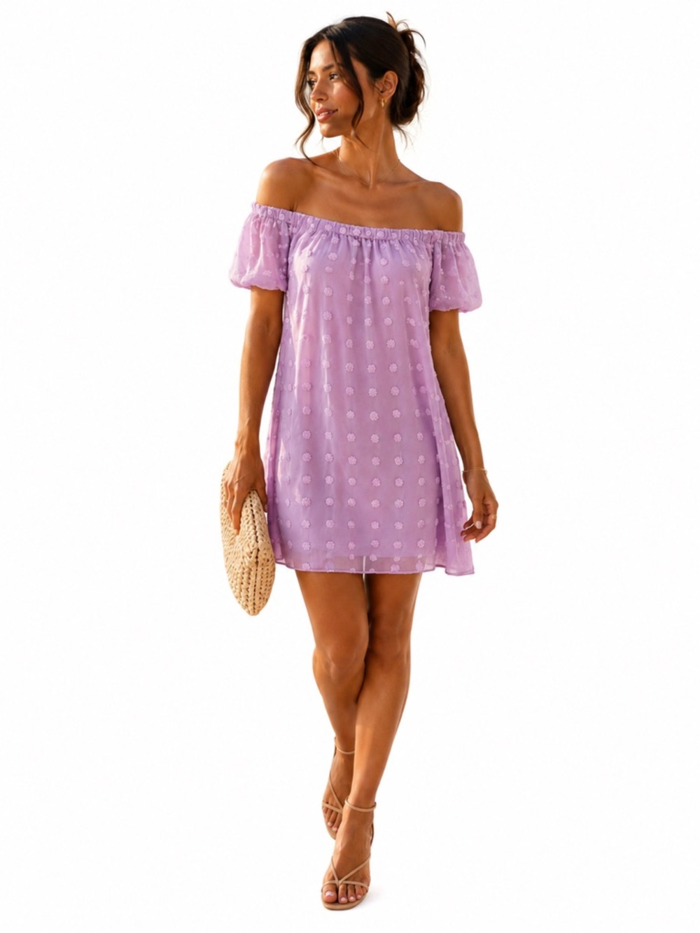 Lavender Off-Shoulder Summer Dress